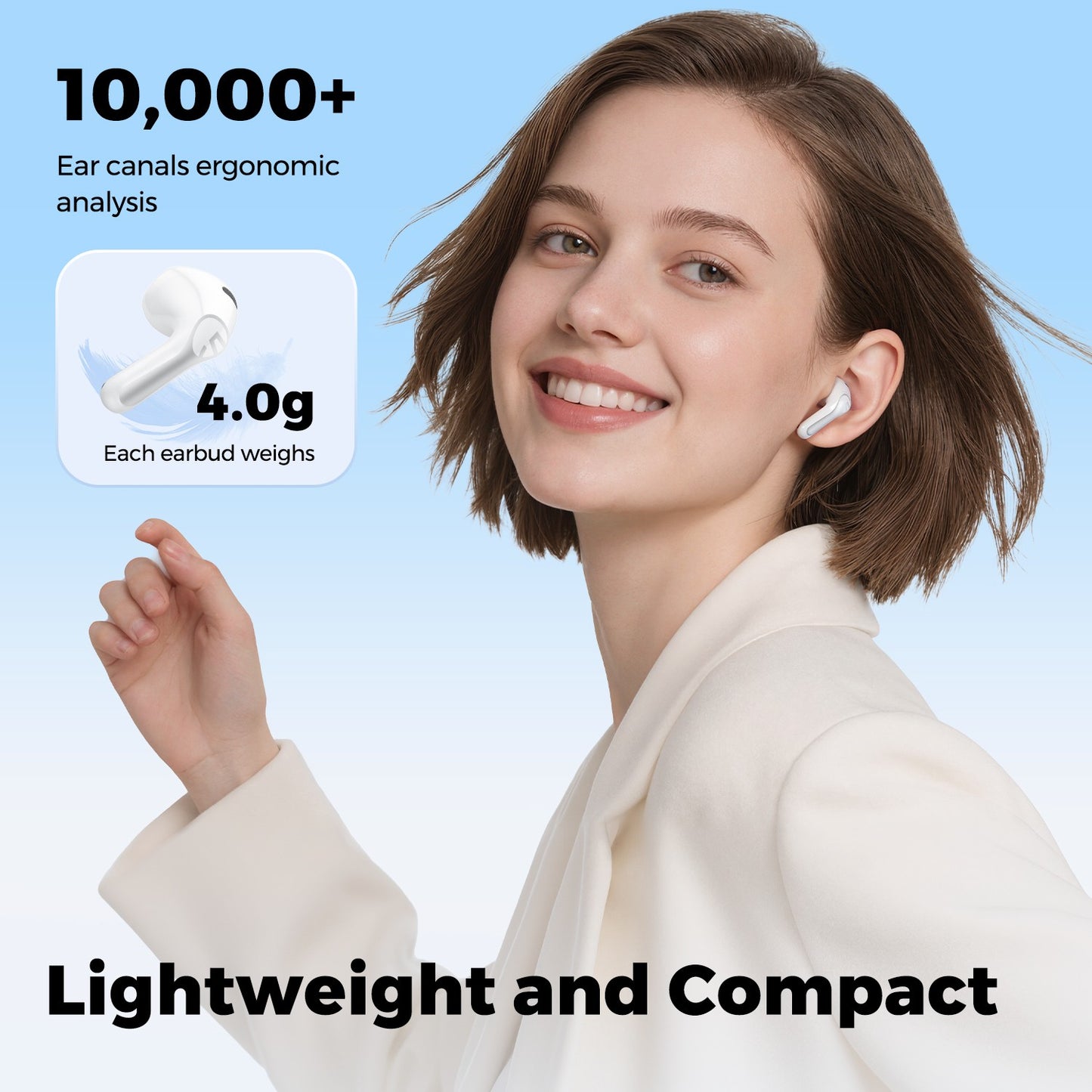 SoundPEATS Air6 HS — Semi-In-Ear Earbuds, LDAC Hi-Res, Bluetooth 6.0, 45-Hour Battery (White)