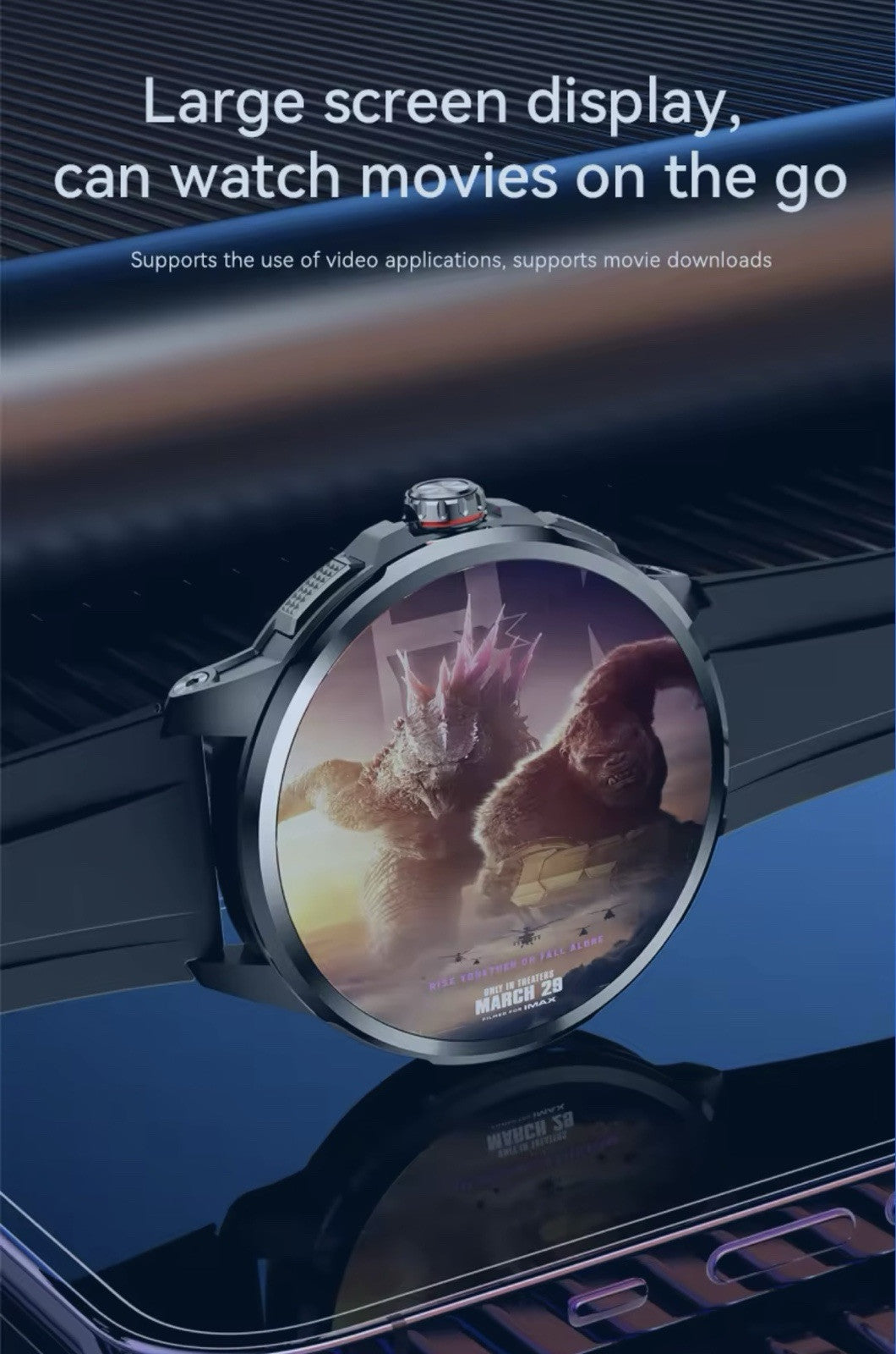 1.95" AMOLED 4G SMARTWATCH Phone Rotating Camera 8G+128GB,Android,GPS,NFC,1100mAh