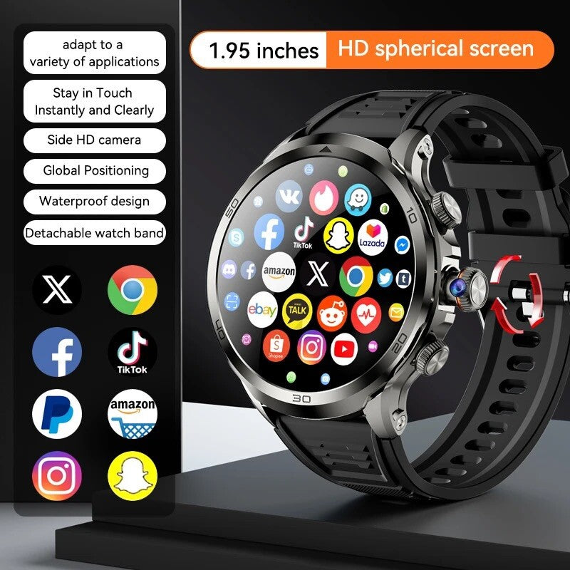 SMART Watch 8G-128GB 1.95” TOUCHSCREEN 4G Android 8.1 HD Rotating Camera,GPS,1990mAh
