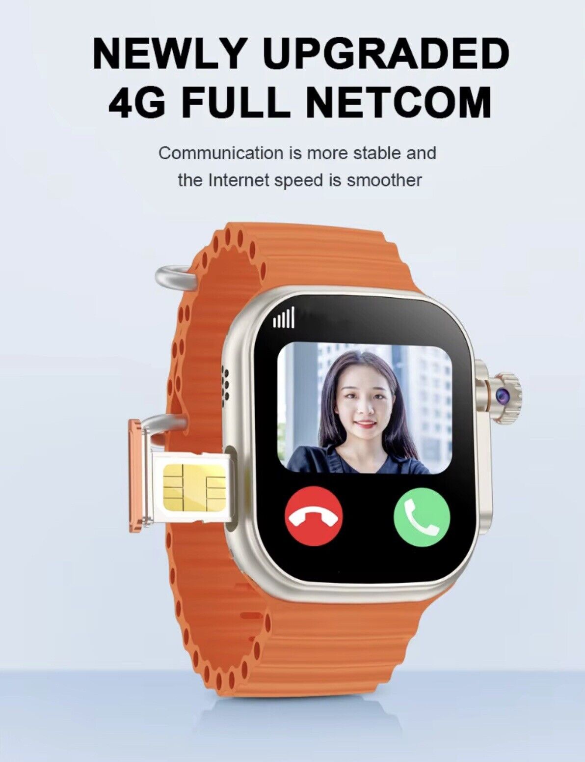 2.04" SMARTWATCH HD SCREEN 4G-64GB Android 8.1 HD Video Call, App,850mAh,ECG,USA