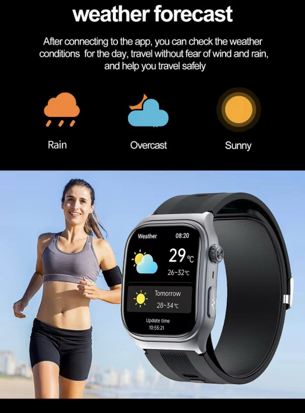Smart Watch 2.06 AMOLED display Sport and Health,Blood Pressure Airbag Removable