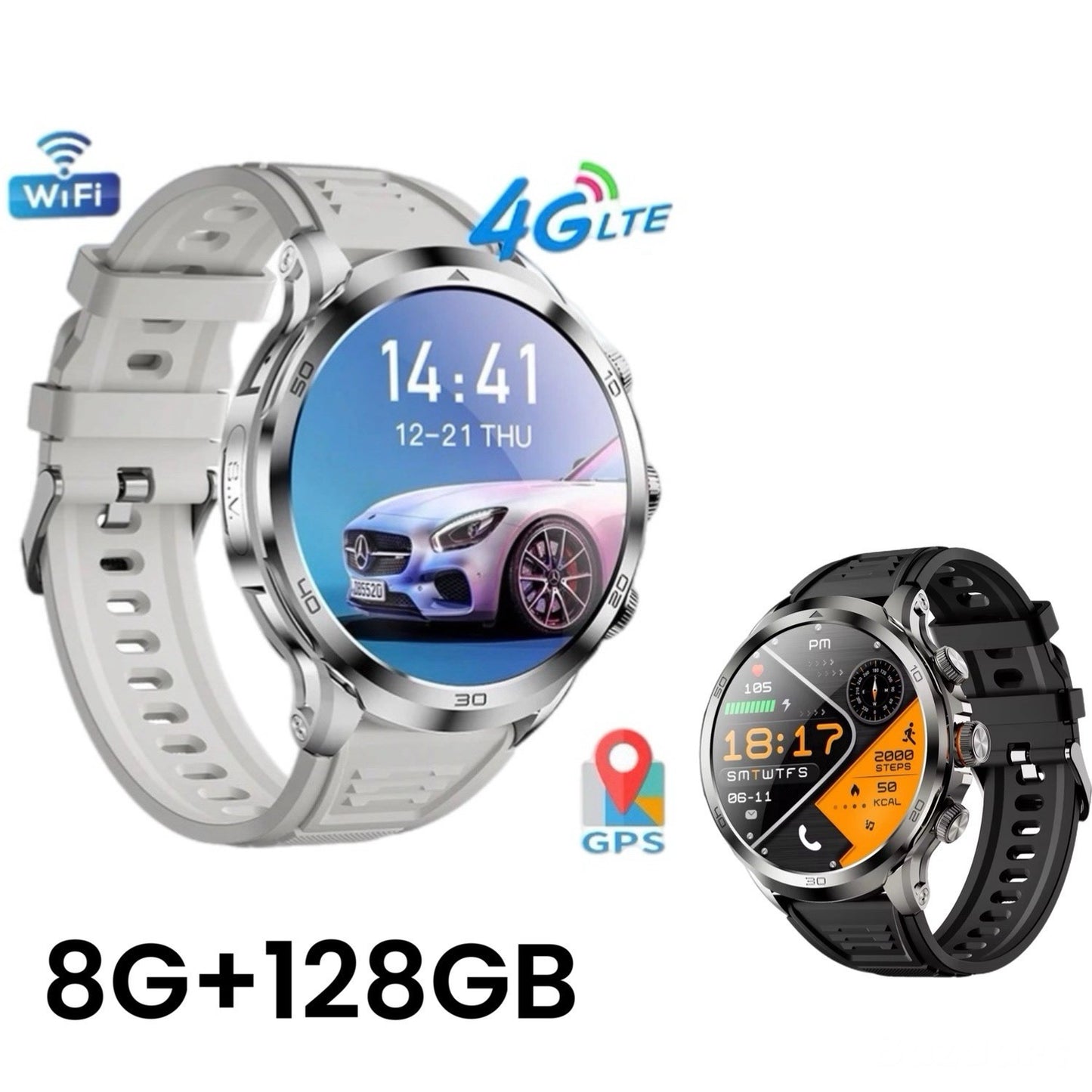 SMART Watch 8G-128GB 1.95” TOUCHSCREEN 4G Android 8.1 HD Rotating Camera,GPS,1990mAh