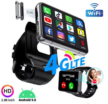 4G SMARTWATCH 2.88" Touch Screen  Android 9.0 5MP/13MP Cameras,Wristwatch 4+64GB (BLACK) USA