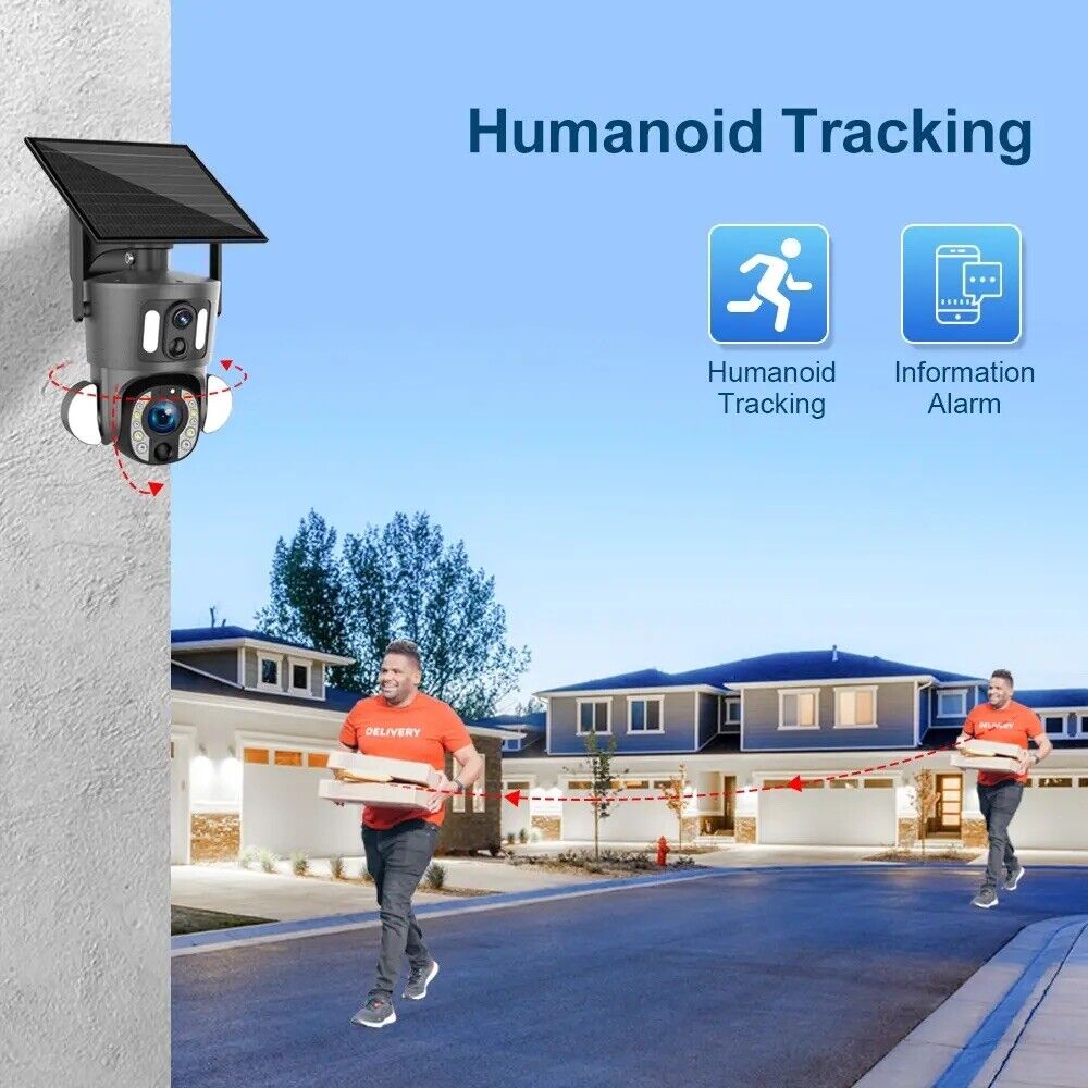 4G 10X Optical ZOOM, 5MP Dual Lens AI SOLAR Security Camera,2-Way Audio, App,Sim