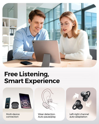 SoundPEATS Clip 1 Open Ear Earbuds 12mm Dolby Audio Comfortable & Secure Clip-on