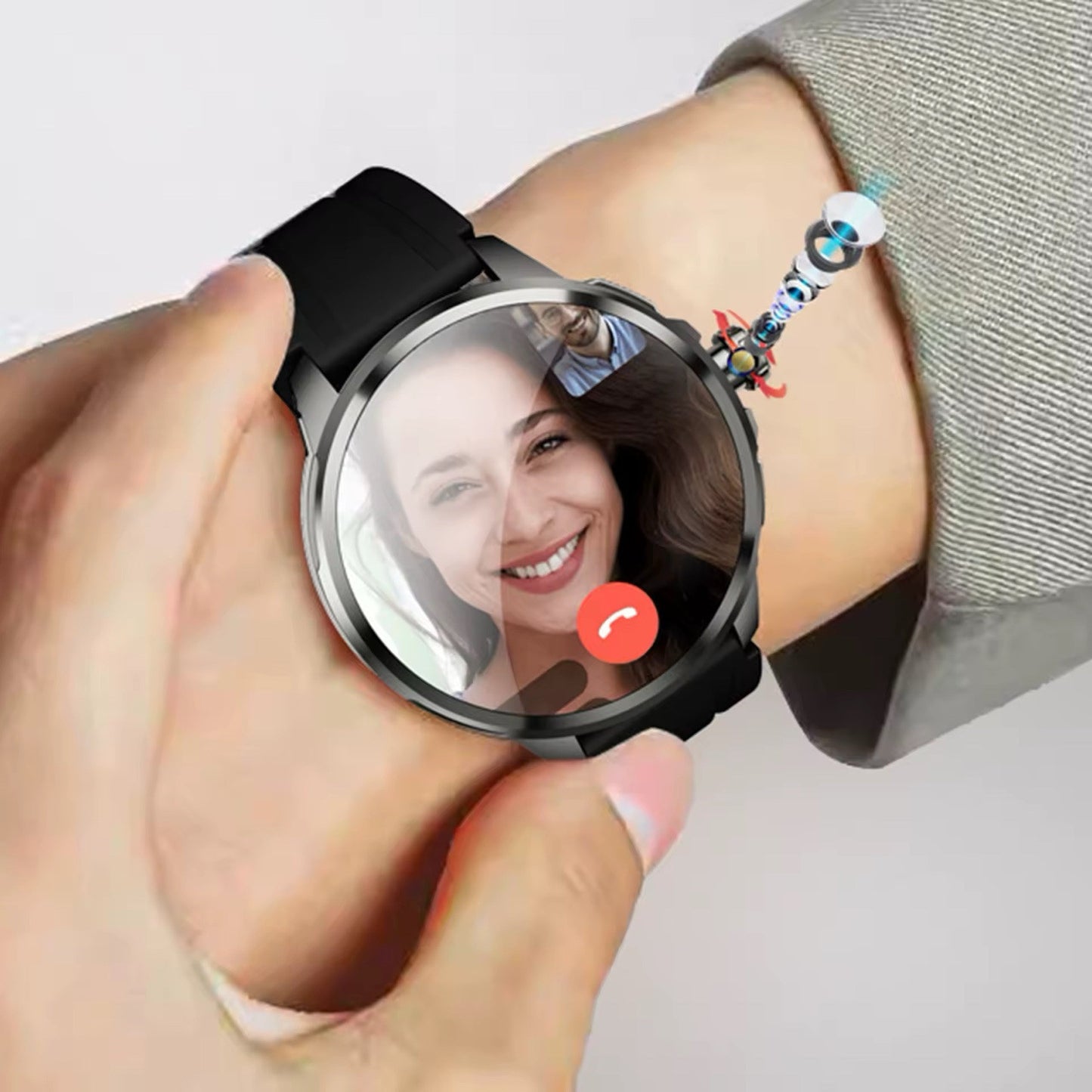 1.95" AMOLED 4G SMARTWATCH Phone Rotating Camera 8G+128GB,Android,GPS,NFC,1100mAh