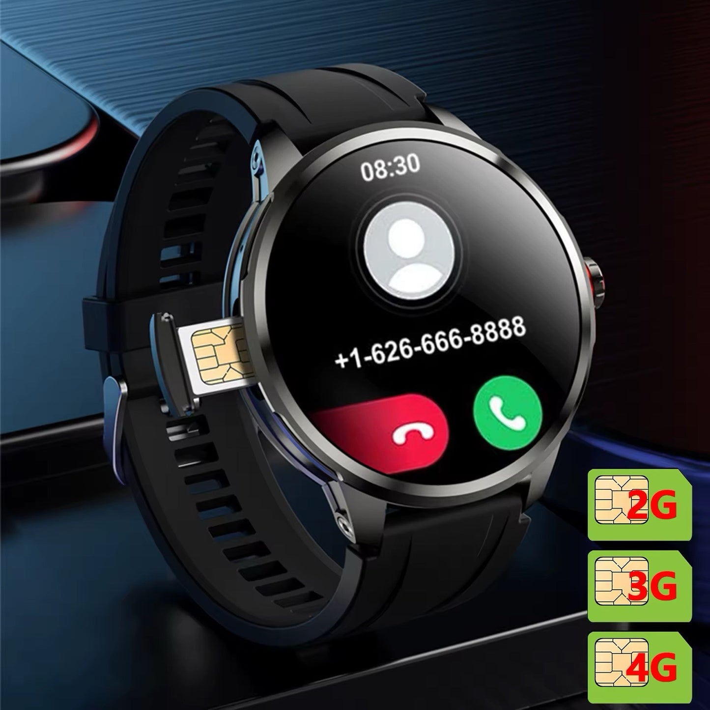 1.95" AMOLED 4G SMARTWATCH Phone Rotating Camera 8G+128GB,Android,GPS,NFC,1100mAh